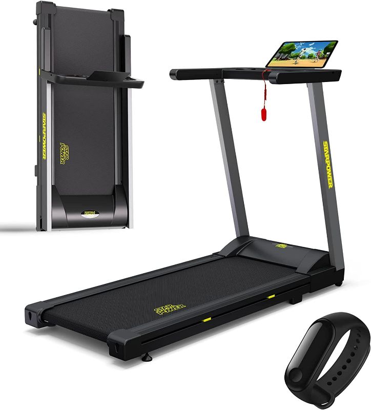 Photo 1 of SSPHPPLIE 300 lb Capacity Foldable Treadmill - 3.0HP Portable Folding Treadmills for Home&Office, with Heart Rate Monitoring Bluetooth Band&Online Events, 12 Programs(App) NEW 