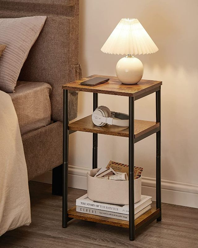 Photo 1 of Side Table, Small End Table, Tall Nightstand for Living Room, Bedroom, Office, Bathroom, Rustic Brown 