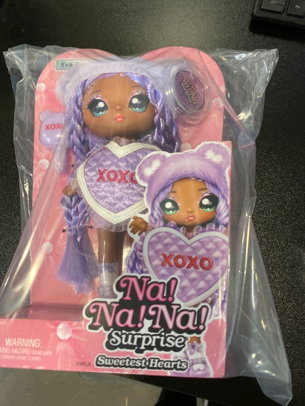 Photo 2 of Na! Na! Na! Surprise MGA Entertainment Eva Evermore - Lavender Teddy Bear-Inspired 7.5" Fashion Doll with Purple Hair, Heart-Shaped Dress and Brush NEW 