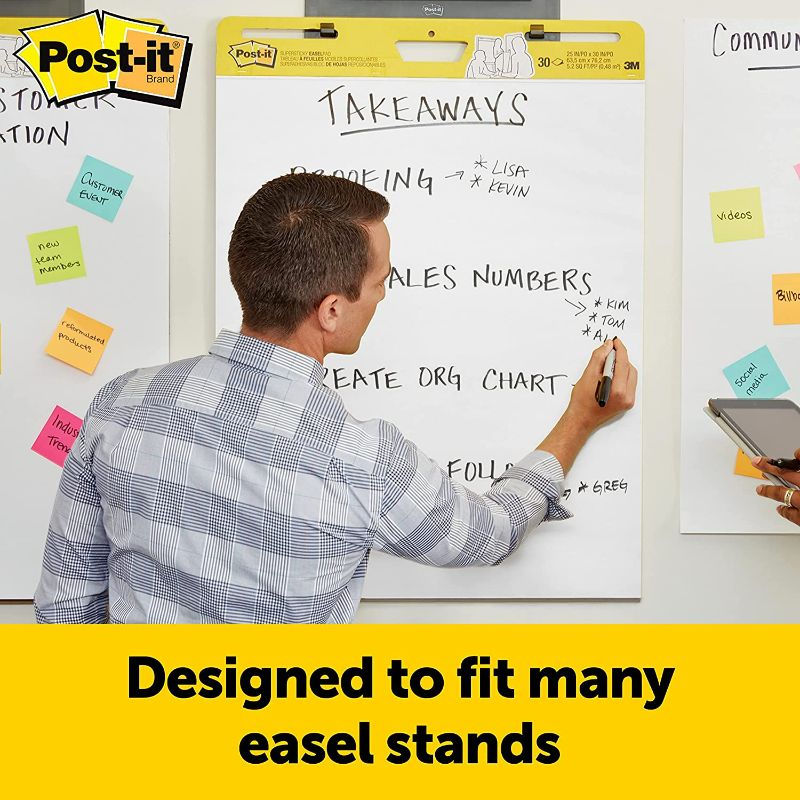 Photo 2 of Post-it Super Sticky Easel Pad, 25 in x 30 in, White, 30 Sheets/Pad, 2 Pad/Pack, Large White Premium Self Stick Flip Chart Paper, Super Sticking Power NEW 