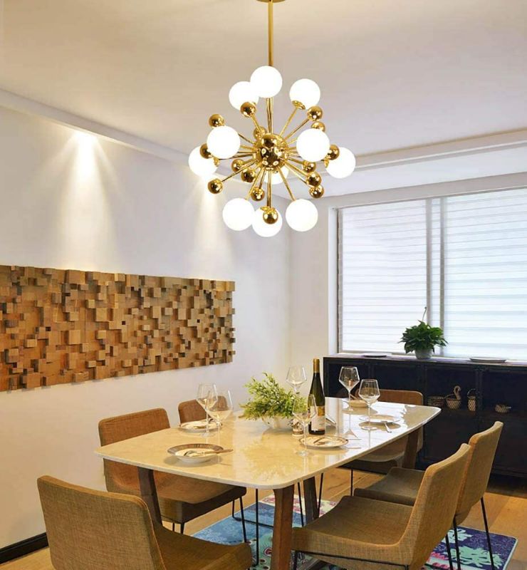 Photo 1 of NOXARTE Modern Sputnik Chandelier Gold Pendant Lighting with Adjustable Rods for Dining Living Room 10 Lights NEW