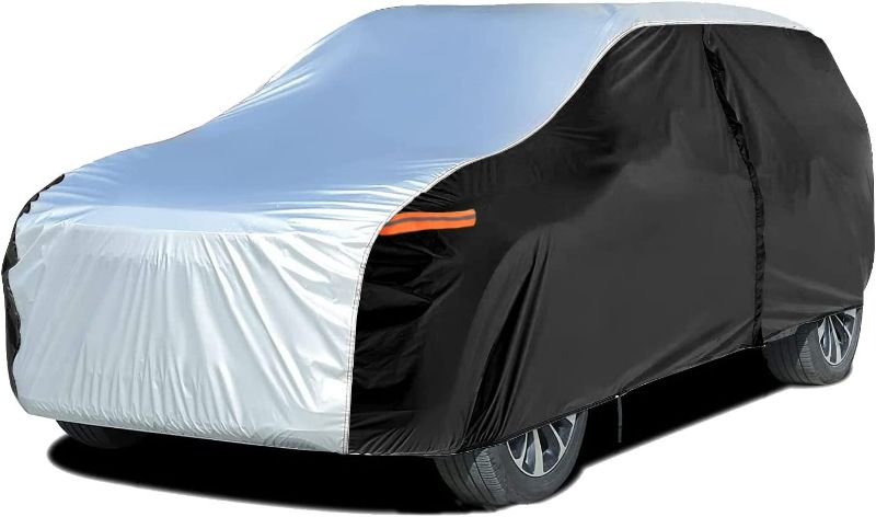 Photo 1 of XicBoom SUV Car Cover Waterproof All Weather, Outdoor Car Covers for Automobiles with Zipper Door, Hail UV Snow Wind Protection, Car Cover Fit SUV Jeep-Length (190" to 200") 