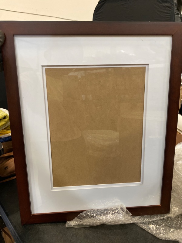 Photo 2 of Gallery Solutions Wall Mount Double Mat Picture Frame, 16" x 20", Walnut