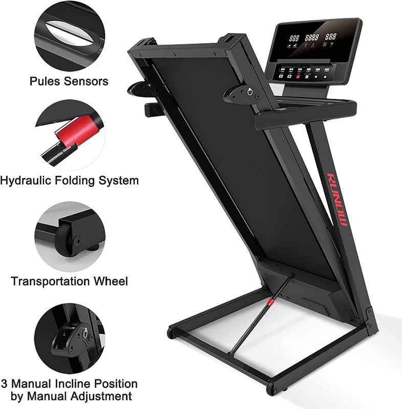 Photo 1 of RUNOW Foldable Treadmill for Home, 3305EB with Manual Incline and 7415EA with Auto Incline, Folding Treadmill with LED Display and 36 Preset Programs, Easy Assembly Walking Treadmill 