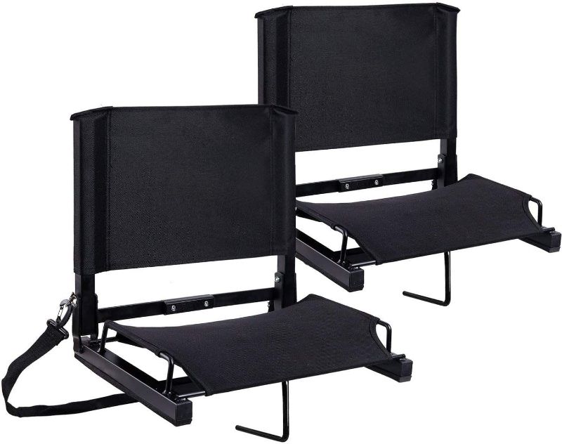 Photo 1 of Ohuhu Stadium Seats, Stadium Chairs for Bleachers with Back Support Bleacher Chairs with Backs Portable Bleachers Seat with Shoulder Straps and Hook for Sports Events Baseball Soccer NEW 