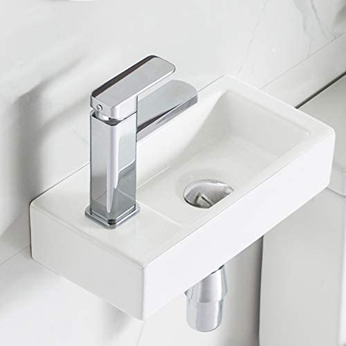 Photo 1 of DeerValley DV-1V081L Liberty Wall Mount Sink, Rectangle Mini Vessel Sink,Small Bathroom Cloakroom White Porcelain Ceramic Wash Basin Right/Left Hand (Left Hand) (Left Hand) NEW 