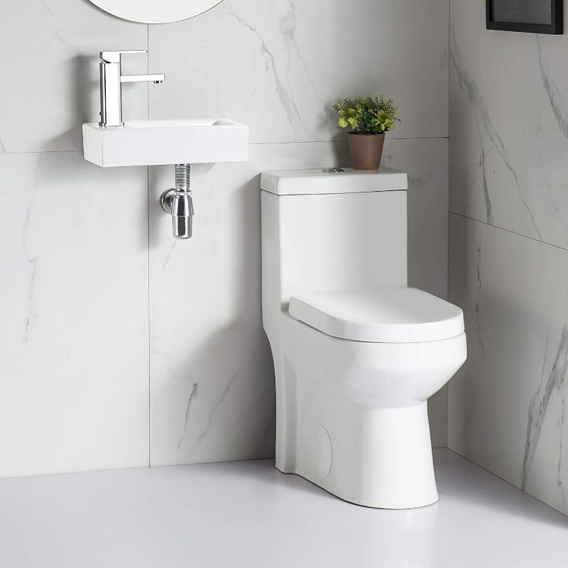 Photo 2 of DeerValley DV-1V081L Liberty Wall Mount Sink, Rectangle Mini Vessel Sink,Small Bathroom Cloakroom White Porcelain Ceramic Wash Basin Right/Left Hand (Left Hand) (Left Hand) NEW 