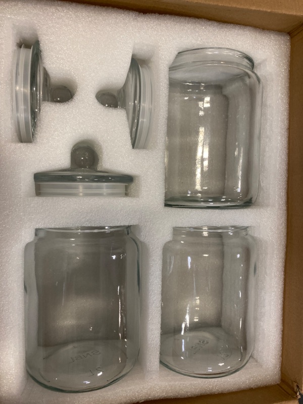 Photo 2 of Glass Jars,Candy Jar with Lid For Household,Food Grade Clear Jars - 1/2 Gallon (3) NEW 