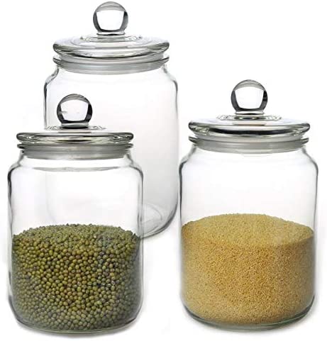 Photo 1 of Glass Jars,Candy Jar with Lid For Household,Food Grade Clear Jars - 1/2 Gallon (3) NEW 