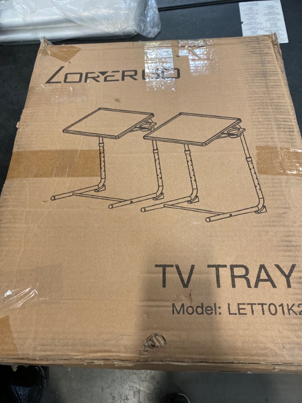 Photo 4 of LORYERGO TV Tray Table - [2 Packs] Adjustable TV Dinner Tray Tables with 6 Height & 3 Tilt Angle, Folding TV Trays with Cup Holder for Bed & Sofa, Multifunctional TV Table Tray for Eating & Reading