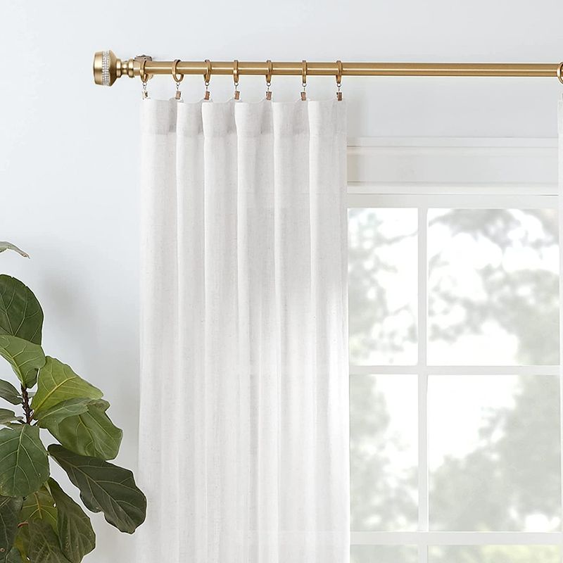 Photo 1 of MODE Premium Collection 1 1/8" Diameter Curtain Rod Set with Brilliant Urn Curtain Rod Finials and Steel Wall Mounted Adjustable Curtain Rod, Fits 36” to 72” Windows, Gold NEW 