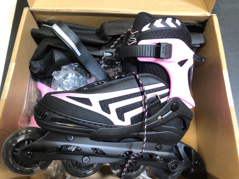 Photo 2 of Adjustable Inline Skates for Girls with Fun Lighting Wheels & Protective Gears, Safe Roller Skates for Beginners Kids Teens Youth SIZE LARGE
(STOCK PHOTO USED AS REFERENCE)