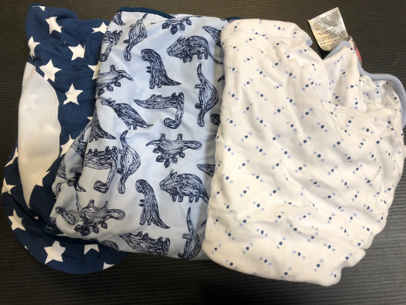 Photo 2 of The Peanutshell Baby Swaddle Blankets for Boys or Girls, Blue Dinosaur & Stars, 3 Pack Wrap Set, 2 Sizes (Small/Medium)
