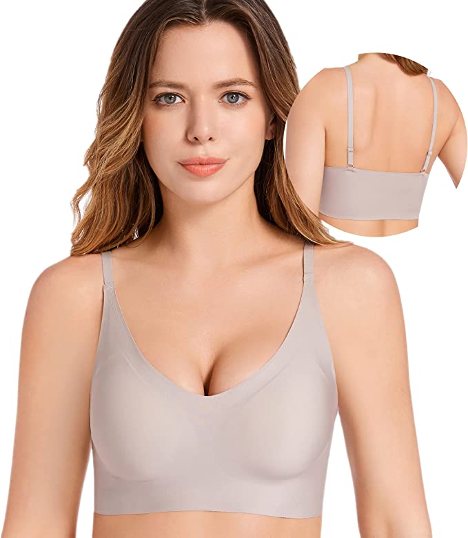 Photo 1 of PRETTYWELL Comfortable Bras, Seamless Wire Free Everyday Bras. V Neck Soft and Light Basic Bras for Women SIZE SMALL
