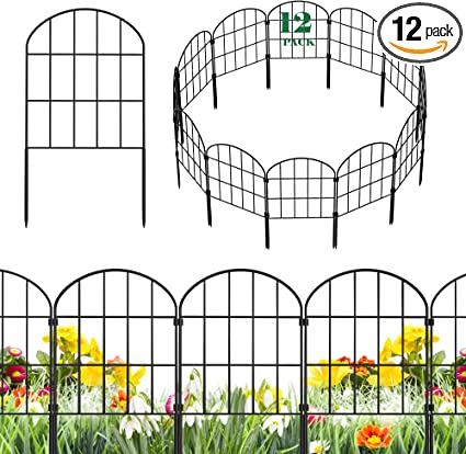 Photo 1 of  10 Pack Decorative Garden Fence Panels No Dig Fencing, Total 24in (H) x 13ft (L), Rustproof Metal Wire Garden Fence Border, Small Animal Barrier Fence for Dog