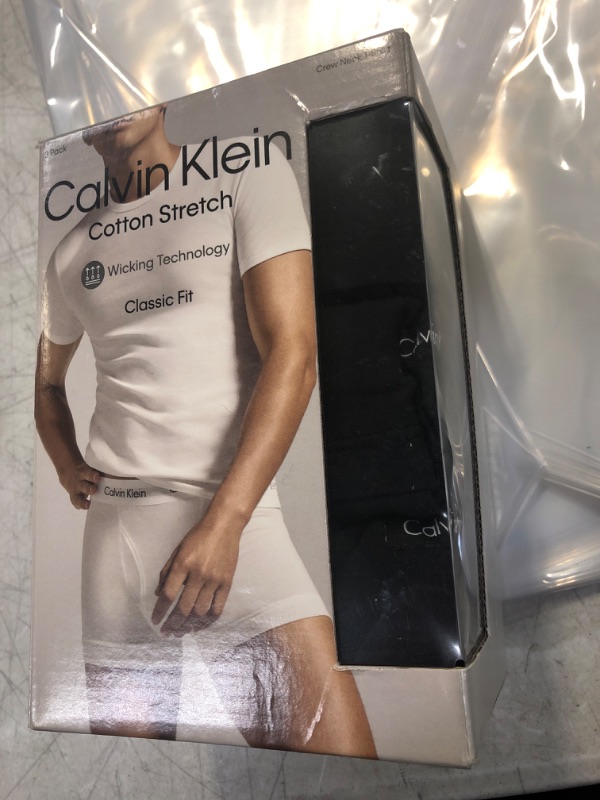 Photo 2 of Calvin Klein Men's Cotton Classics 3-Pack Crew Neck T-Shirts SIZE Medium 3 Black - Short Sleeve Crewneck