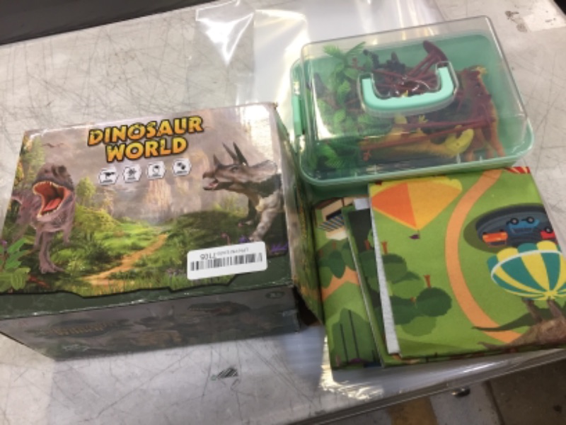 Photo 2 of TEMI Dinosaur Toys for Kids 3-5 with Activity Play Mat & Trees, Realistic Jurassic Dinosaur Set to Create a Dino World Includes T-Rex, Triceratops, Velociraptor, Great Gift for Toddlers Boys & Girls
