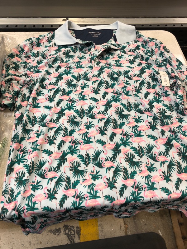 Photo 1 of Amazon Essentials Men's Regular-Fit Quick-Dry Golf Polo Shirt Polyester Flamingo SIZE Medium