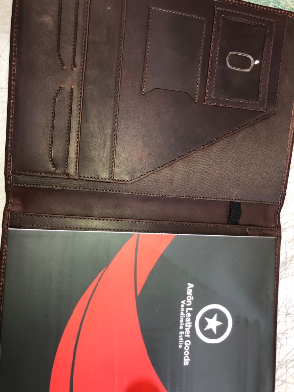 Photo 2 of Leather Travel Portfolio | Professional Organizer Men & Women | Tablet Holder Leather Padfolio with Sleeves for documents and Ipad by Aaron Leather Goods