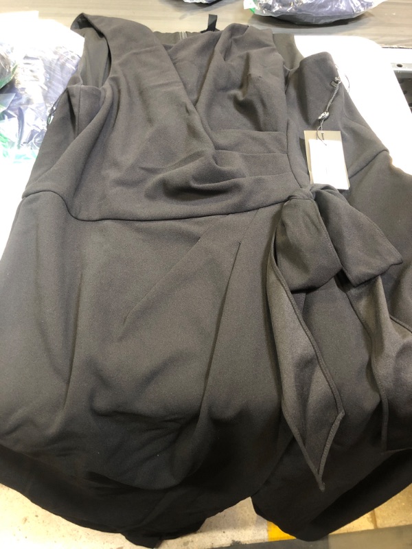 Photo 2 of Adrianna Papell Women's Crepe Bow Detail Jumpsuit SIZE 16 Black