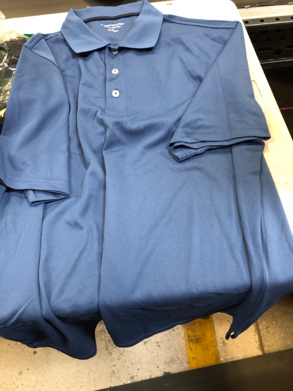 Photo 2 of Amazon Essentials Men's Regular-Fit Quick-Dry Golf Polo Shirt Recycled Polyester Blue SIZE Medium