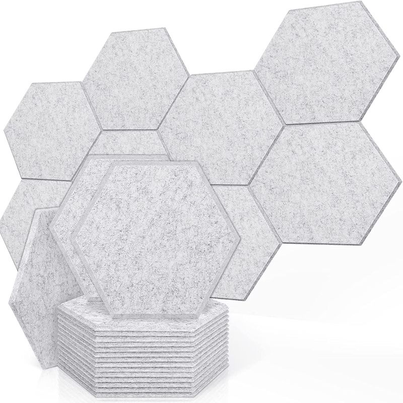 Photo 1 of 14 Pack Acoustic Panels, Hexagon Soundproof Wall Panels Proijeut 14 X 13 X 0.4 In Sound Proof Panels for Walls - Sound Panels High-Density Fireproof for Music Studio Acoustic Treatment - Grey
