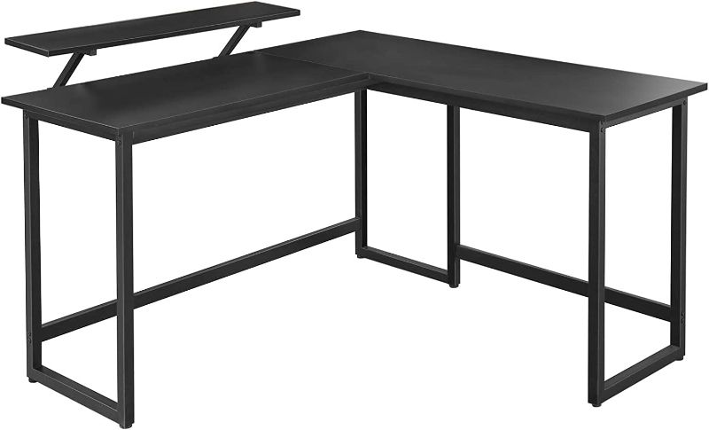 Photo 1 of VASAGLE L-Shaped Computer Desk, Industrial Workstation for Home Office Study Writing and Gaming, Space-Saving, Easy Assembly, 55.1”D x 51.2”W, Black
