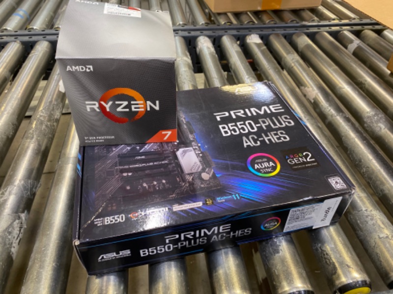 Photo 1 of ASUS Prime B550M-A AC AMD AM4 (3rd Gen Ryzen™) Micro ATX Motherboard (PCIe 4.0, WiFi, ECC Memory, 1Gb LAN, HDMI 2.1/D-Sub, 4K@60HZ, Addressable Gen 2 RGB Header and Aura Sync) PLUS (AND) AMD Ryzen 7 3700X 8-Core, 16-Thread Unlocked Desktop Processor with 