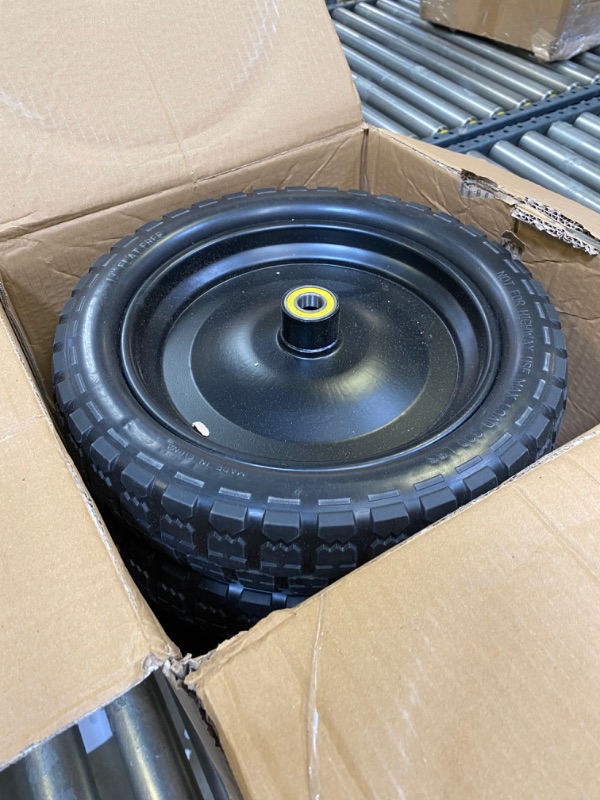 Photo 2 of (4-Pack) 13‘’ Tire for Gorilla Cart - Solid Polyurethane Flat-Free Tire and Wheel Assemblies - 3.15” Wide Tires with 5/8 Axle Borehole and 2.1” Hub 13“ Wheels -4 Pack