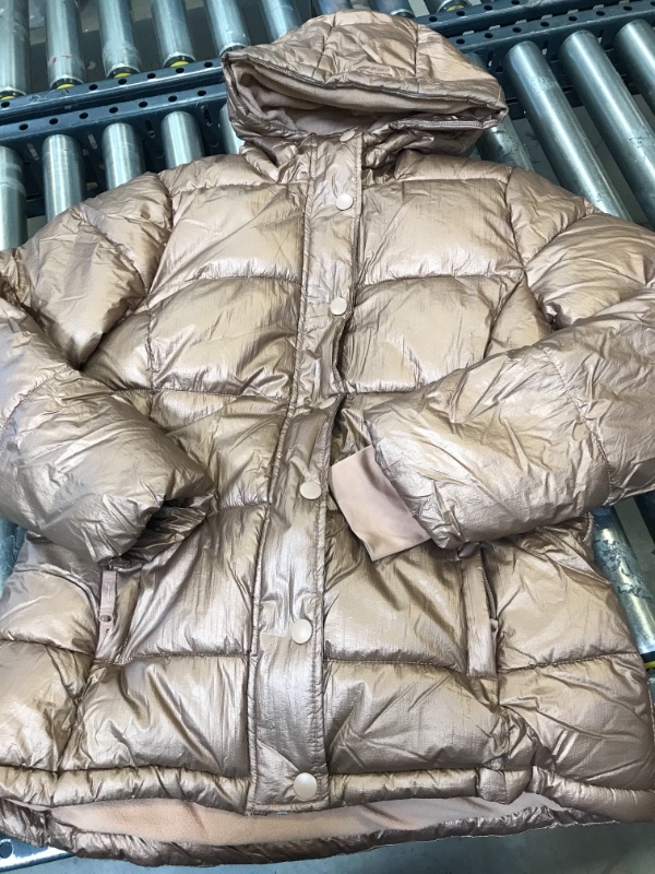 Photo 1 of Amazon Essentials Women's Heavyweight Long-Sleeve Hooded Puffer Coat - Medium Metallic Taupe