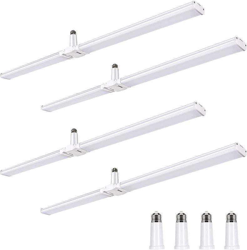 Photo 1 of 4 Pack 4FT LED Shop Light, Deformable LED Shop Light, E26 Base Easy Installstion Shop Lights Fixture, 6000LM, 50W [250W Equivalent], 5000K Daylight Shop Lights for Garages, Workshops, Basements, ETL
