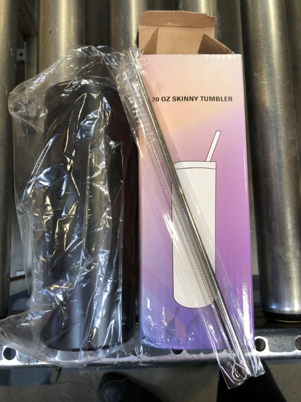 Photo 1 of 20 Oz Straight Skinny Tumblers,Individually Gift Boxed Stainless Steel Slim Skinny Tumbler Set Bulk, 20 Oz Insulated Slim Thin Travel Tumbler Cup for Diy, Black