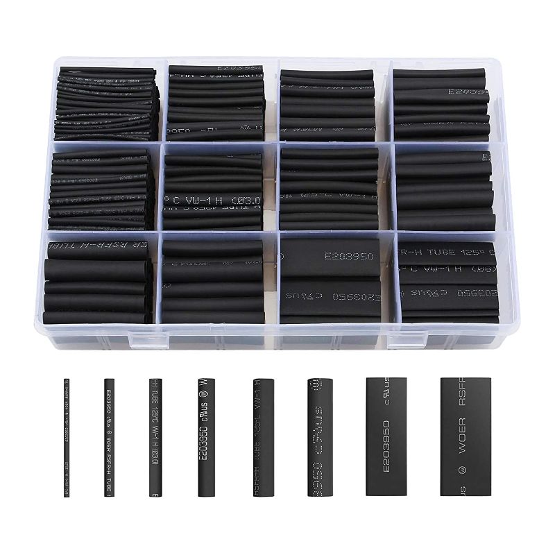 Photo 1 of 650pcs Heat Shrink Tubing Black innhom Heat Shrink Tube Wire Shrink Wrap UL Approved Ratio 2:1 Electrical Cable Wire Kit Set Long Lasting Insulation Protection, Safe and Easy, Eco-Friendly Material
