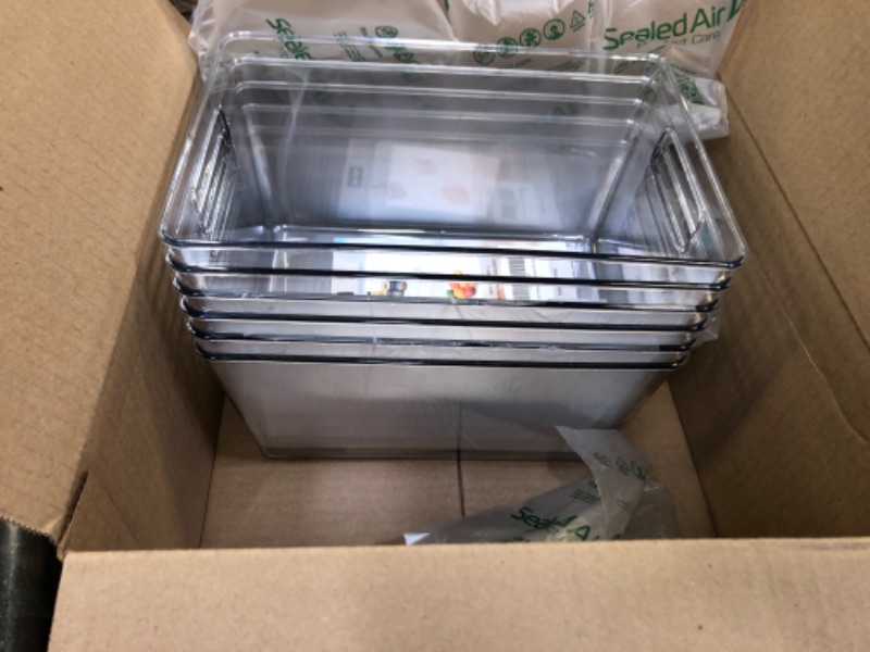 Photo 2 of YIHONG Clear Pantry Storage Organizer Bins, 6 Pack Plastic Food Storage Bins with Handle for Kitchen,Refrigerator, Freezer,Cabinet Organization and Storage