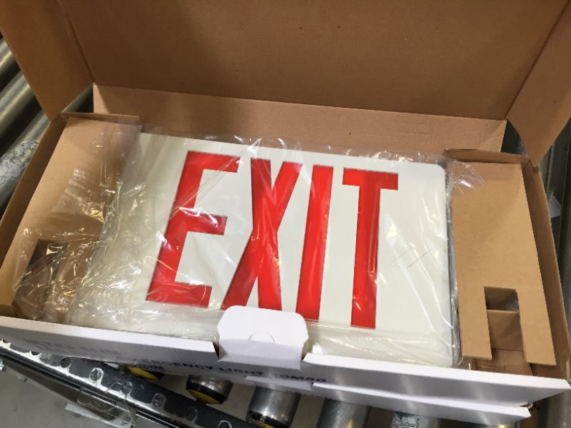 Photo 1 of Hykolity Red Exit Sign, 120-277V Double Face LED Combo Emergency Light with Adjustable Two Head and Backup Battery - 2 PACK