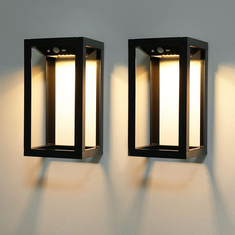 Photo 1 of , 2 Pack Exterior Black Wall Sconce Light Fixtures with Clear Glass Shade, Waterproof Wall Mount Light, E26 Socket Modern Anti-Rust Porch Lighting