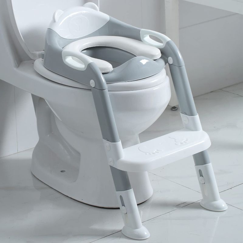 Photo 1 of Fedicelly Potty Chair,Toddlers Potty Training Toilet Seat Boys Girls, Kids Potty Training Seat Step Stool Ladder(Gray/White)

