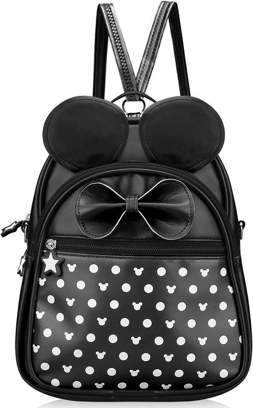 Photo 1 of Cute Girls Mini Mouse Backpack Purse Little Kids Backpacks for Toddler Girls Small Travel Backpack Leather Convertible Crossbody Bag Daypack Black Childrens Baby Backpack