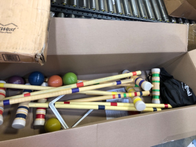 Photo 2 of Juegoal Six Player Croquet Set with Wooden Mallets Colored Balls for Lawn, Backyard and Park, 28 Inch Burlywood