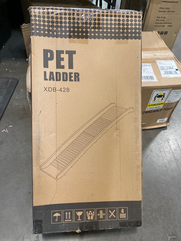 Photo 1 of Portable Folding Dog Car Ramp, Pet Ramp Stairs Step Ladder for Large Dogs with Siderails, Non-Slip, Supports 150 lb, Easy Storage for Truck, SUV, Bed NEW 