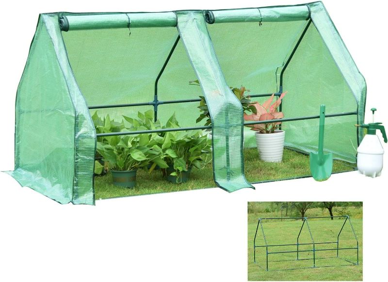 Photo 1 of Aoodor Mini Greenhouse 6 ft. x 3 ft. x 3 ft. Water Resistant UV Protected Green Color - 2 Zipper Doors NEW 