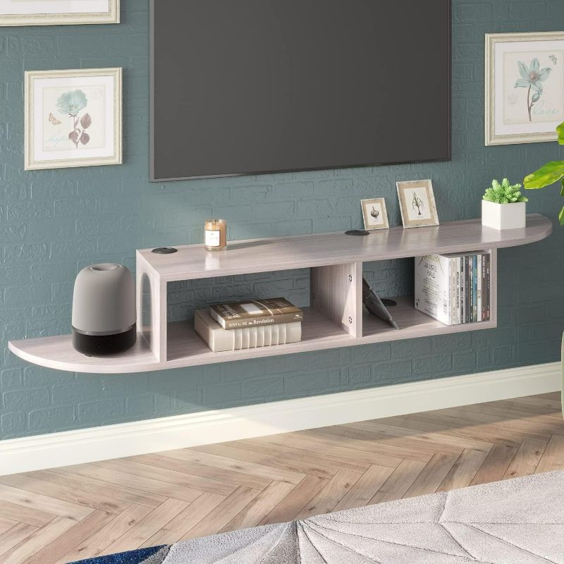 Photo 1 of Floating TV Stand Floating TV Shelf, 55” Modern Wall Mounted TV Console Media Console Floating Shelf for Under TV Entertainment Center for Cable Box/Xbox, for Living Room Bedroom, Grey
