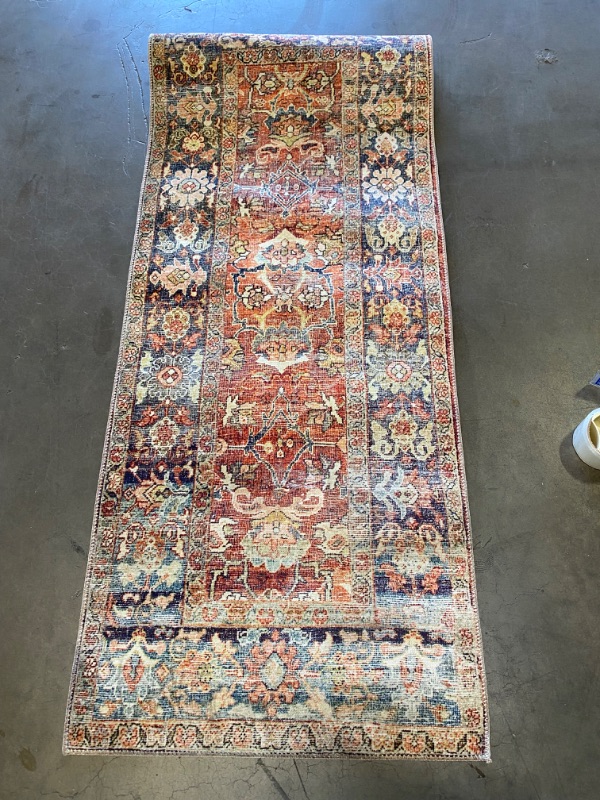 Photo 2 of Layla Runner Rug, Spice/ Marine 2x5"