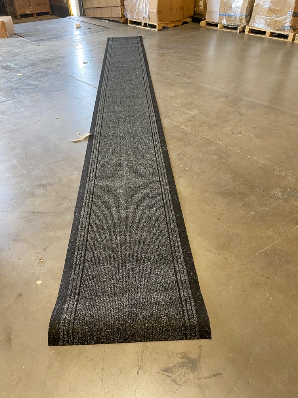 Photo 3 of Black  Anthracite Heavy Duty Hallway Carpet Runner Extra Long Nonslip Mat 2x20' 