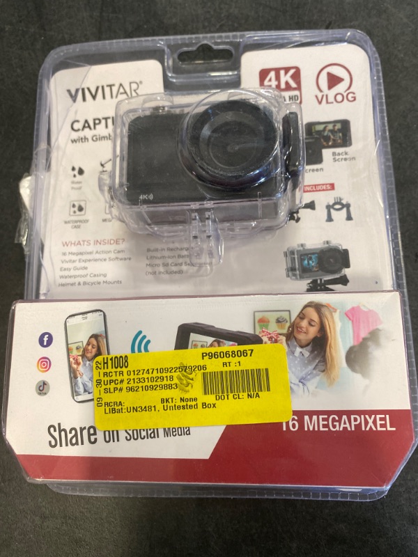 Photo 2 of Vivitar DVR922 4k Dual-Screen Action Cam 16MP WIFI Waterproof Digital Video Camera with Built in Gimbal OPEN BOX. CONDITION SOLD AS IS, UNTESTED.