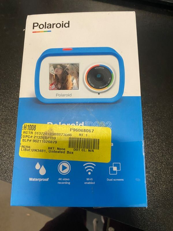 Photo 2 of Polaroid Dual Screen WiFi Action Camera 4K 18mp, Waterproof Sports Polaroid Camera with Built in Rechargeable Battery and Mounting Accessories for Vlogging, Sports, Traveling, Home Videos Blue (Dual Screen 4K) OPEN BOX. CONDITION SOLD AS IS, UNTESTED.