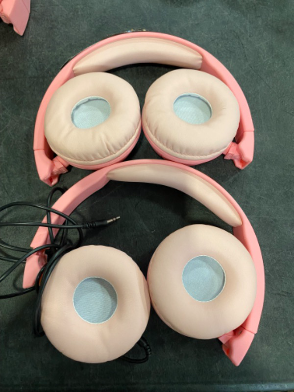 Photo 2 of 2 PACK Altec Lansing Over The Ears Kids Headphones - Volume Limiting Technology for Developing Ears, Ages 3-5, Perfect for Learning from Home, Pink  OPEN BOX. CONDITION SOLD AS IS, UNTESTED.
 