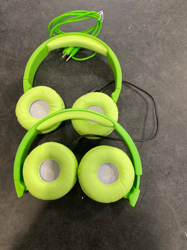 Photo 2 of 2 PACK Altec Lansing Over The Ears Kids Headphones - Volume Limiting Technology for Developing Ears, Ages 3-5, Perfect for Learning from Home, Green OPEN BOX. CONDITION SOLD AS IS, UNTESTED.