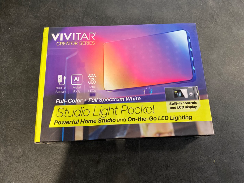 Photo 3 of Vivitar Portable LED Light Panel for Videos or Photography 12 Lighting Effects 126 LEDs Full Color and Full Spectrum White Light SOLD AS IS. UNTESTED 