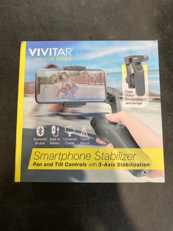 Photo 3 of Vivitar Smartphone Stabilizer 3-Axis Foldable Pocket Gimbal Stable Perfect Selfies Smooth Video Compatible with iPhone and Android SOLD AS IS, UNTESTED 
